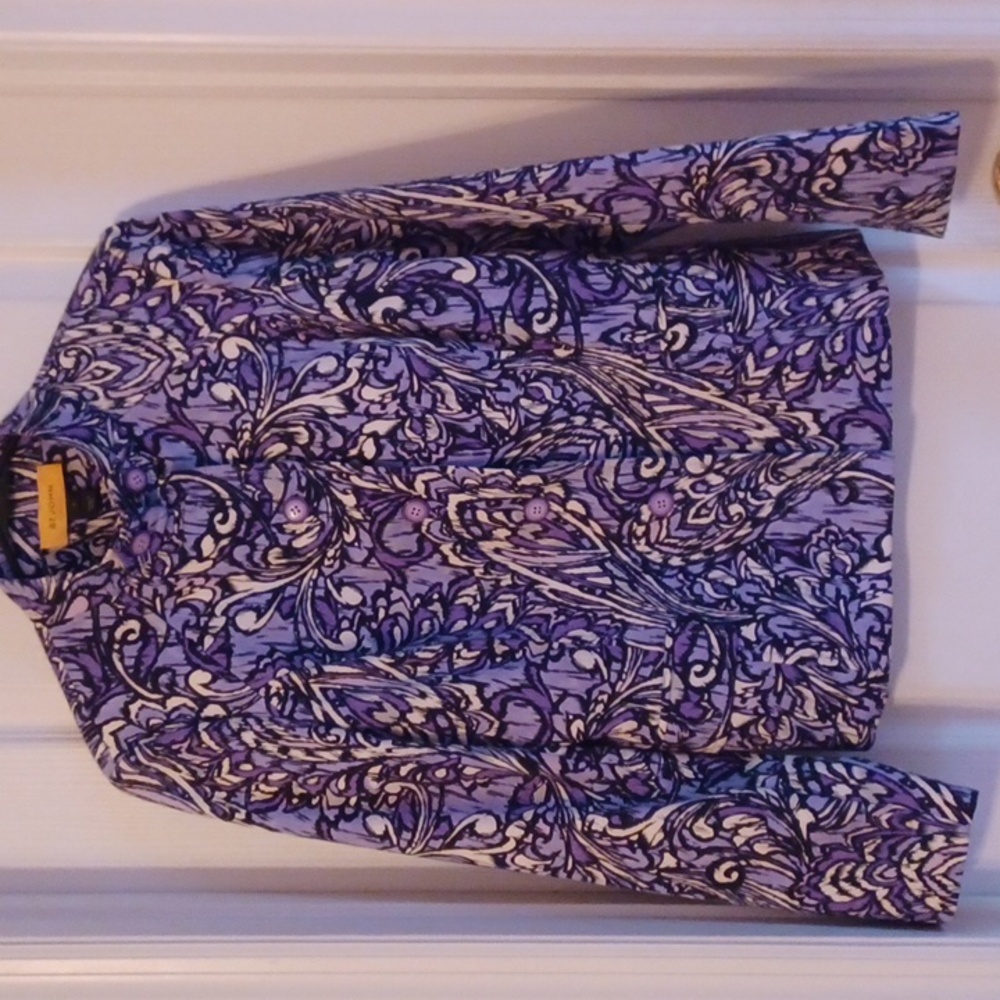 St. John Purple Paisley Cotton Jacket Sz S